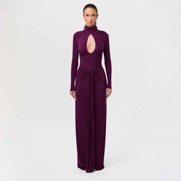 naked wardrobe Dresses & Skirts - Naked Wardrobe Plum Long Sleeve Butter Gown
